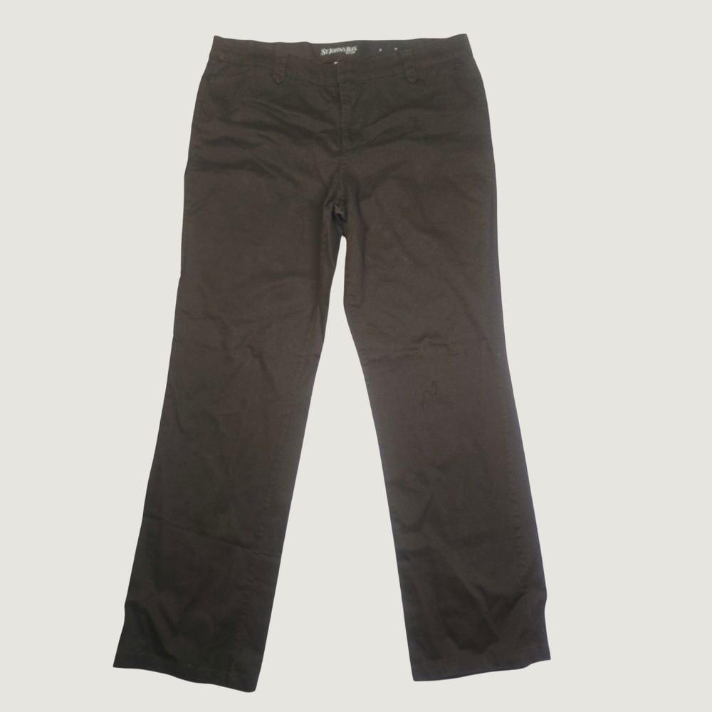St. John's Bay Women's‎ Size 16 Brown Straight Leg Cotton Blend Casual Pants V89